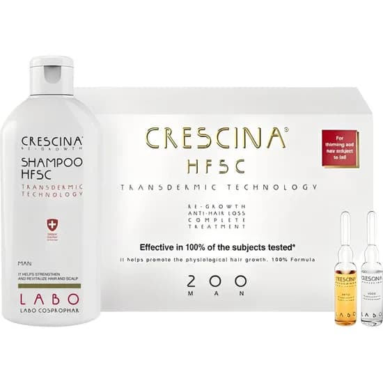 Kit Tratamento para Re-Crescimento e Anti-Queda Capilar Labo Cosprophar Crescina HSFC-200 Man - 20 Ampolas + Shampoo 200ML
