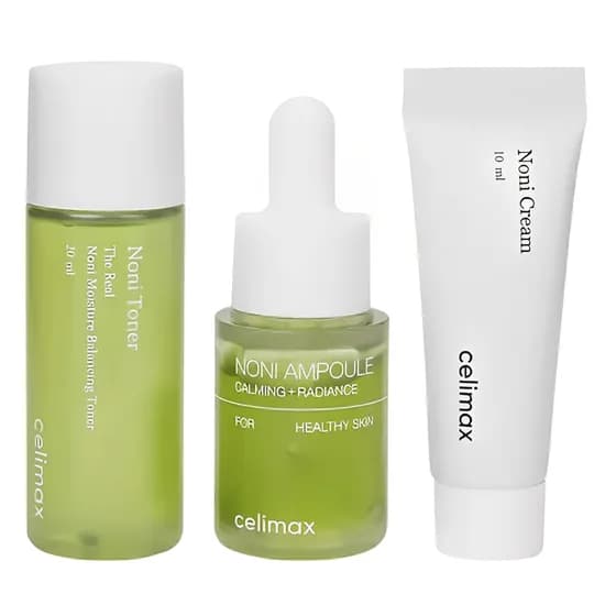 Kit Tônico + Sérum + Creme Facial Celimax The Real Noni Starter - 3 Peças