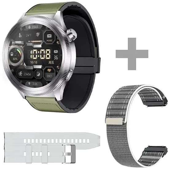 Relógio G-Tide R80 Pro com Bluetooth - Prata/Verde + 2 Pulseiras