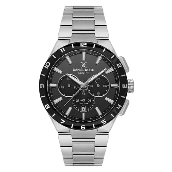 Relogio Analógico Masculino Daniel Klein DK.1.14079-1 Exclusive Gents / Pulseira de Aço Inoxidável - Prata/Preto