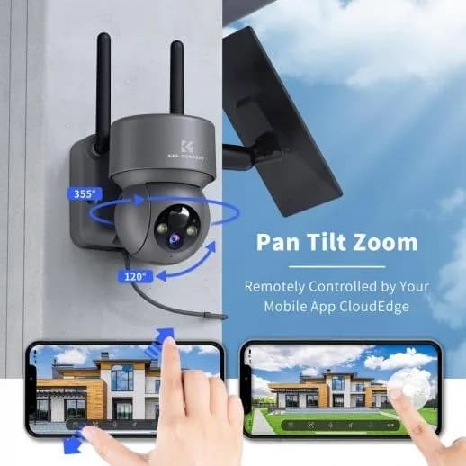 Câmera de Vigilância Externa 2K Câmera de Segurança Solar Câmera Sem Fio Wifi 360° PTZ IP66 À Prova