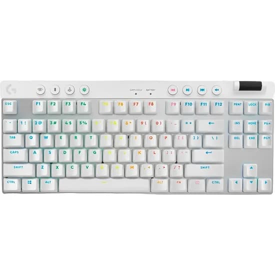 Teclado Gamer Mecânico Logitech G Pro X TKL Lightspeed RGB Sem Fio - White (Inglês) (920-012143)