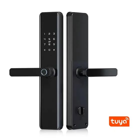 Fechadura Digital S818 Wifi Tuya/USB/Cartão/Chave Preto