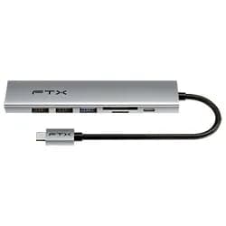 Hub USB-C FTX CT-HBP2-AG7 7 Portas / HDMI / USB 3.0 / 2 USB 2.0 / SD / TF / USB-C Fêmea - Cinza