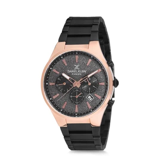 Relógio Analógico Masculino Daniel Klein Exclusive DK12173-5 - Preto e Rosa Ouro