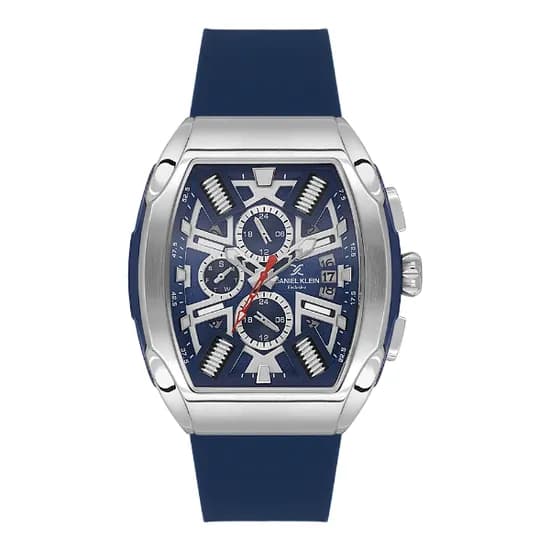 Relogio Analógico Masculino Daniel Klein DK.1.14028-2 Exclusive Gent / Pulseira de Silicone - Azul/Prata