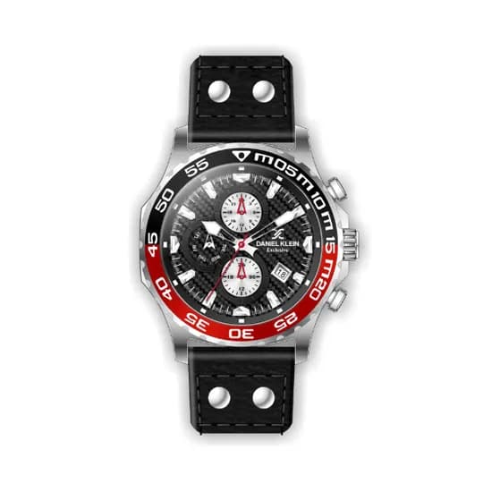 Relógio Analógico Masculino Daniel Klein Exclusive DK.1.12384-3 com Pulseira de Couro - Prata e Preto
