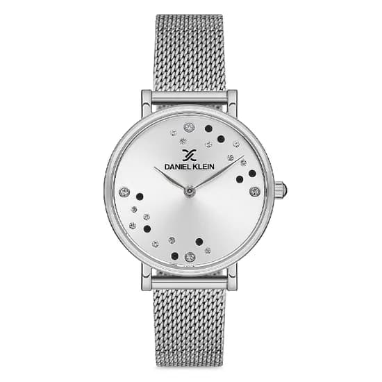 Relogio Analogico Feminino Daniel Klein DK.1.12758-1 Premium Ladies / Pulseira de Malha - Prata
