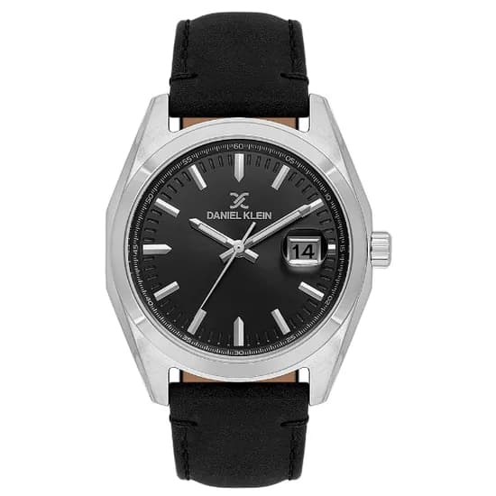 Relogio Analógico Masculino Daniel Klein DK.1.14138-1 Premium Gents / Pulseira de Couro - Preto/Prata