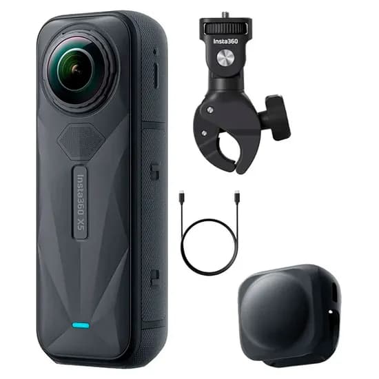Câmera de Ação INSTA360 X5 Cinsaaha Motorcycle Bundle - 72MP - 8K - 360 Action Cam - À Prova D'Água - Preto