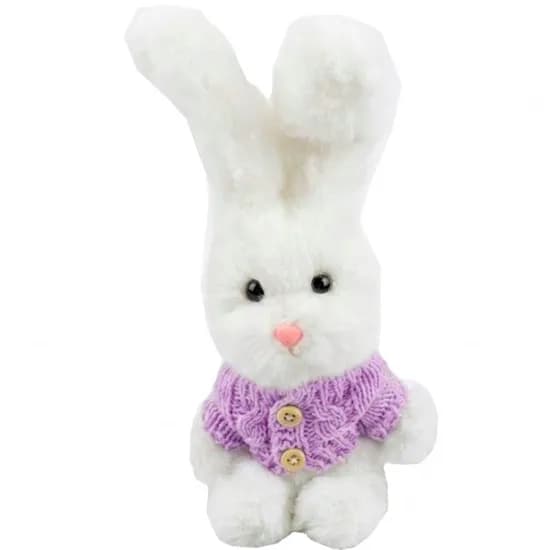 Peluche Coelho MZ-317 18CM com Suéter Lilás