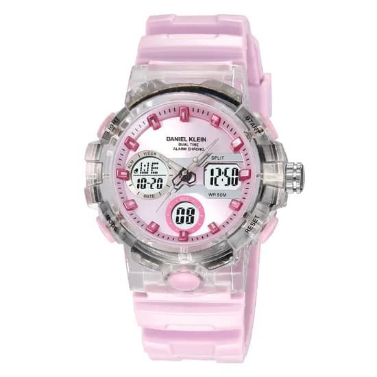 Relogio Digital Masculino Daniel Klein DK.2386-2 Summer 25 / Pulseira de Silicone - Rosa