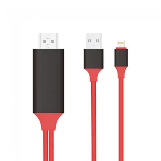 Cabo Adaptador 3 Em 1 HDTV / Lightning / HDMI 2 Metros ONT-7575S - Vermelho