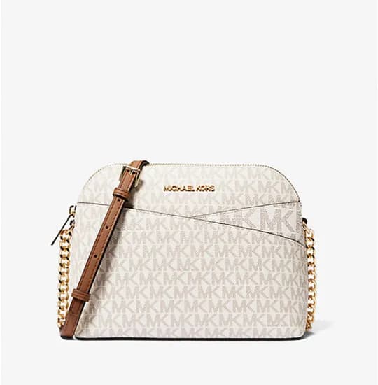 Bolso Bandolera Femenino Michael Kors Jet Set Travel Mediano Tipo Cúpula Con Logotipo