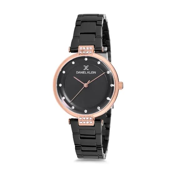 Relógio Analógico Feminino Daniel Klein Premium DK12198-6 - Preto e Rosa Ouro