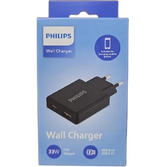 Carregador Philips DLP4322CB/70 USB-C/A 33W - Black (Sem Cabo)