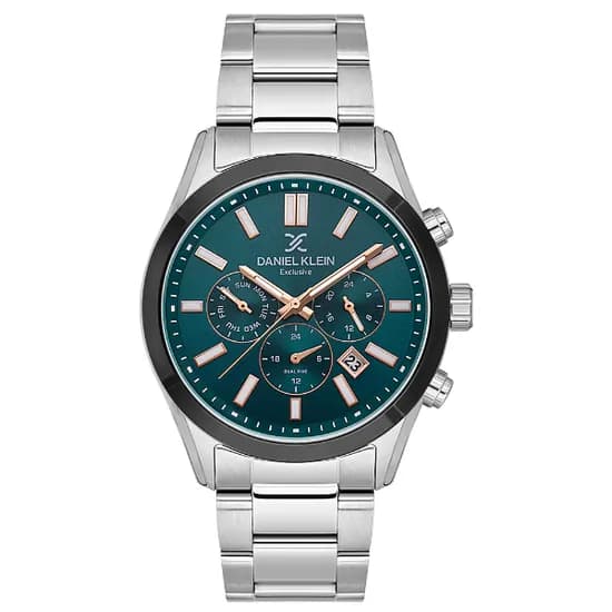 Relogio Analógico Masculino Daniel Klein DK.1.14213-4 Exclusive Gents / Pulseira de Aço Inoxidável - Prata/Verde/Preto