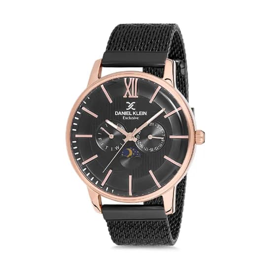 Relógio Analógico Masculino Daniel Klein Exclusive DK12120-6 - Preto e Rosa Ouro