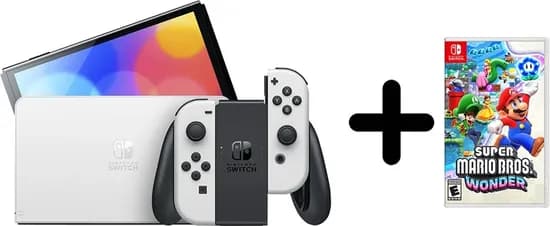 Console Nintendo Switch Oled 64GB Branco/Preto + Jogo Super Mario Bros Wonder