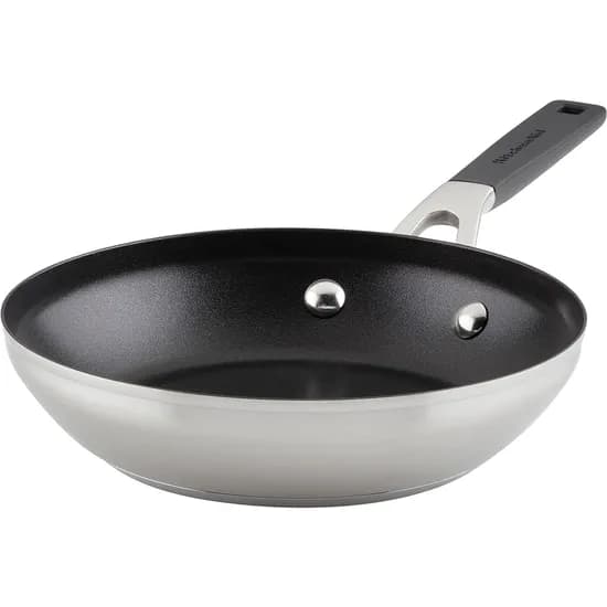 Frigideira Kitchenaid 71019 Indução Antiaderente Aço Inoxidável Escovado 20CM - Prata