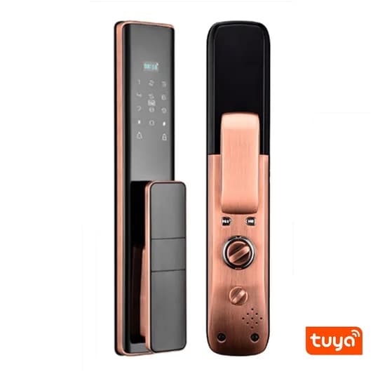 Fechadura Digital S912 Wifi Tuya/Cartão/Chave Red Bronze