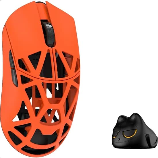 Mouse Gamer Wlmouse Beast X Pro Magnesium Dongle 8K Sem Fio Omron Opticals Solid Sides - Fire Orange