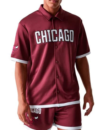 Remera New Era Nba Snap Button Chicago Bulls Bordo