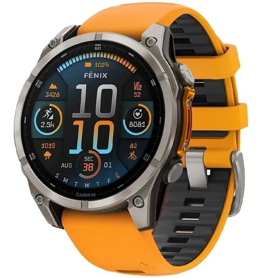 Relógio Garmin Fenix 8 Amoled Sapphire 010-02905 51 MM com GPS/Wi-Fi - Cinza/Laranja