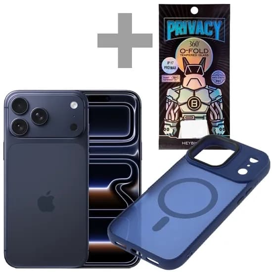 Apple iPhone 17 Pro Max A3257 Esim 256GB/12GB Ram de 6.9" 48+48+48MP/18MP + Pelicula + Capa Azul Transparente