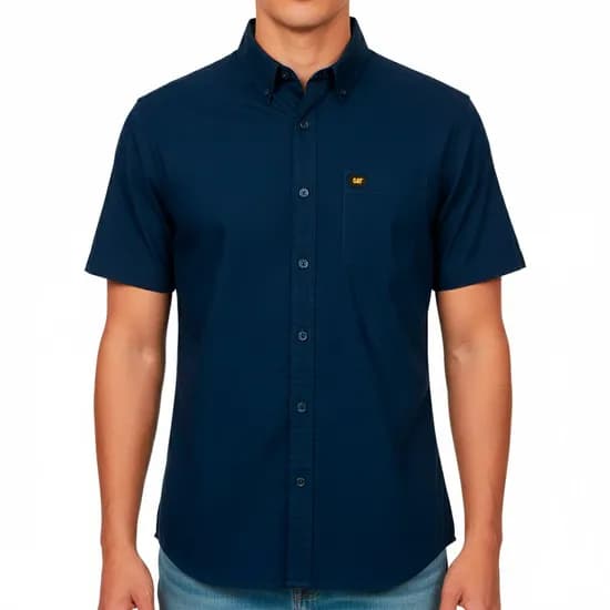Camisa Caterpillar Masculino Poplin s/s s Azul - 4020091-10118