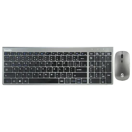 Teclado e Mouse Sem Fio Smartfy TW01B Português - Cinza Espacial
