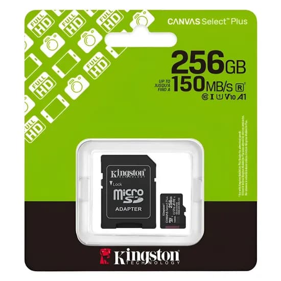 Cartão de Memória Micro SD Kingston Canvas Select Plus 256GB 100MBS - SDCS3/256GB