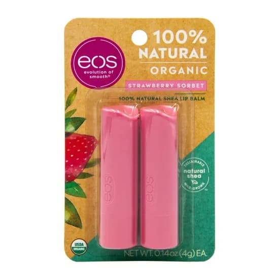 Protetor Labial Eos Stick Sorvete de Morango com Duas Unidades