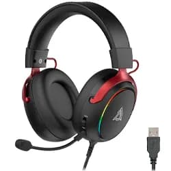 Headset Gamer Ajazz AHW10 RGB / com Fio - Preto / Vermelho (986185)