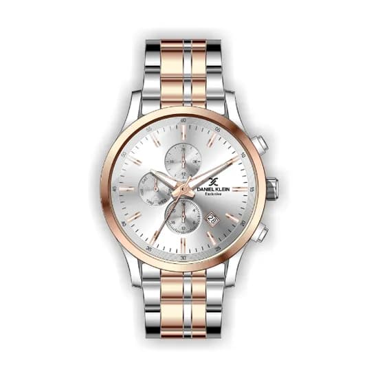 Relógio Analógico Masculino Daniel Klein Exclusive DK.1.12366-6 - Prata e Ouro Rosa