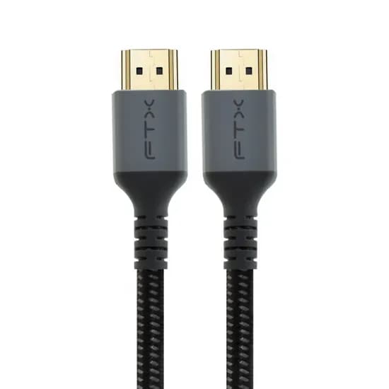 Cabo HDMI Macho para HDMI Macho 2.1, 2M FTX CT-HD8K-AG2, 4K/8K, 60HZ/120HZ, 48GBPS, Preto, Carcaça de Aluminio, Nylon Trançado