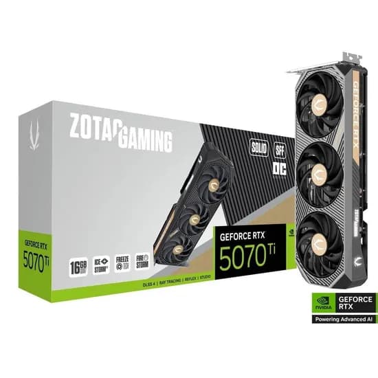 Placa de Vídeo Zotac Gaming Geforce RTX 5070 Ti Solid SFF Oc Edition 16 GB GDDR7