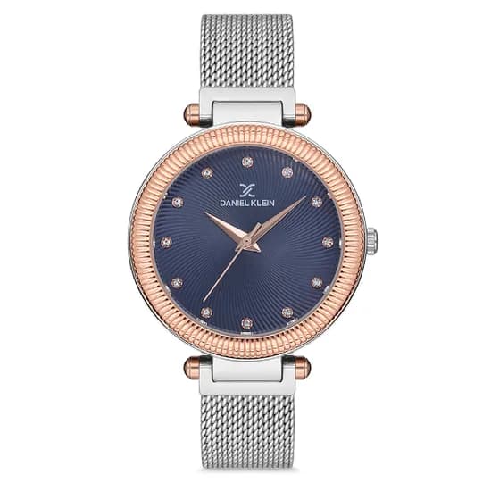 Relógio Analógico Feminino Daniel Klein DK.1.12709-6 Premium Ladies / Pulseira de Malha - Prata/Rose Gold