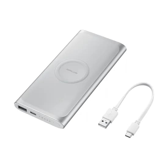 Carregador Portátil Samsung Fast Charge EB-U1200 10.000MAH Compatível com Dispositivos Qi - Prata