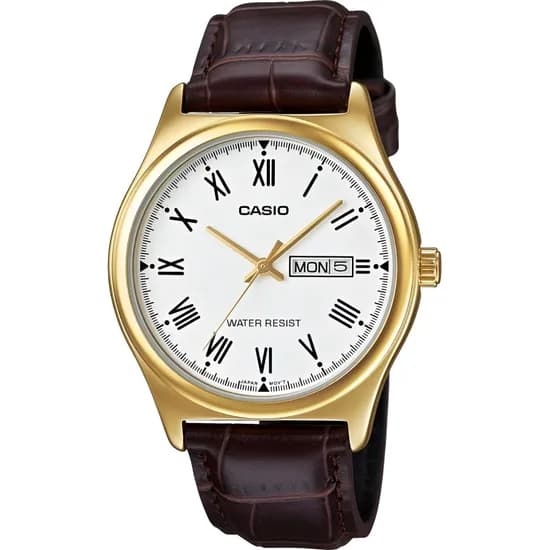 Relógio Casio MTP-V006GL-7BUDF Analógico Masculino - Dourado/Branco/Marrom