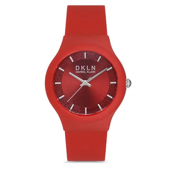 Relogio Analógico Feminino Daniel Klein DK.1.12713-4 DKLN Ladies / Pulseira de Silicone -Vermelho