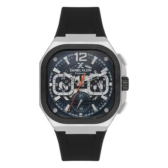 Relogio Analógico Masculino Daniel Klein DK.1.14008-3 Exclusive Gent / Pulseira de Silicone - Preto/Prata