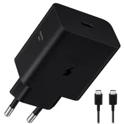 Carregador Tomada Samsung EP-T2510XBEGEU USB-C / 25W - Preto + Cabo USB-C 1M