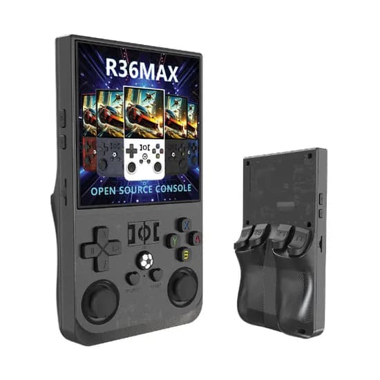 Console Game Portatil R36 Max / 4.0" / TF Card 64GB / 1GB + 8GB / 4000MAH / 5V / 1.5A - Preto