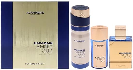 Kit Perfume Al Haramain Amber Oud Bleu Edp 75ML+30ML + Desodorante 200ML - Unissex