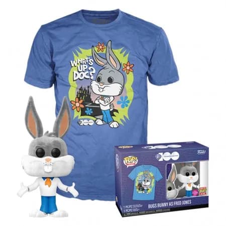 Funko Pop Warner Bros 100TH Bugs As Fred Jones + Tees Bundle *L* 70419