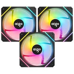 Cooler para Gabinete Aigo AM12 Pro 12X12 Argb - Preto (Kit com 3)