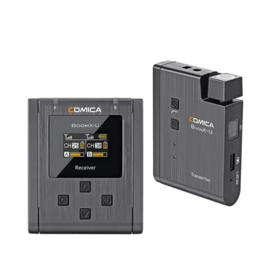 Microfone de Lapela Sem Fio Comica BOOMX-U-U2 com 1 Receptor e 1 Transmissor