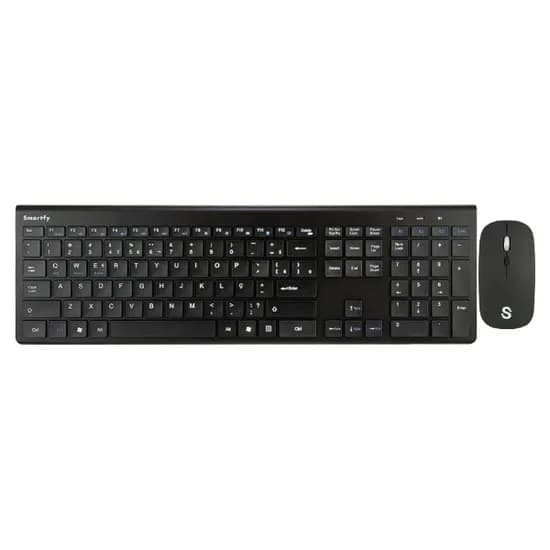 Kit Mouse e Teclado Smartfy TW02B - Sem Fio - Português - Preto