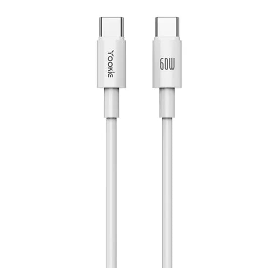 Cabo Yookie CB31 - 60W - USB-C/USB-C - 1 Metro - Branco
